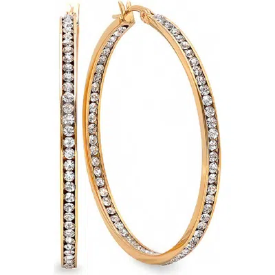Steeltime 18k Gold Plated Cubic Zirconia Oval Hoop Earrings