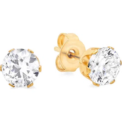 Steeltime 18k Gold Plated Cubic Zirconia Stud Earrings