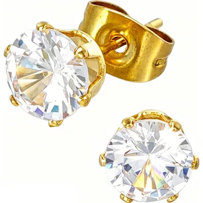 Steeltime 18k Gold Plated Cubic Zirconia Stud Earrings