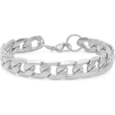 Steeltime 18k Gold Plated Curb Link Bracelet In Silver