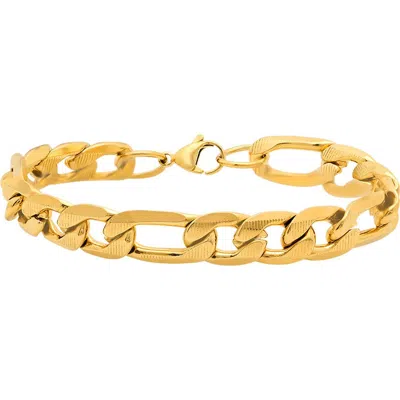 Steeltime 18k Gold Plated Figaro Chain Bracelet