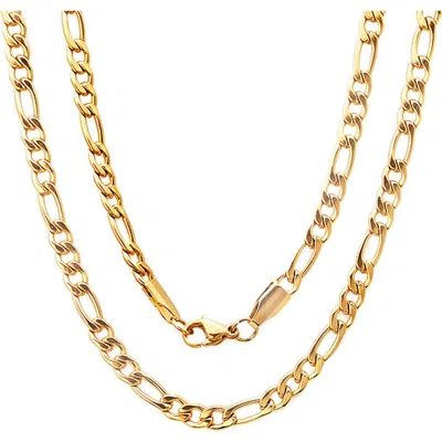 Steeltime 18k Gold Plated Figaro Chain Necklace