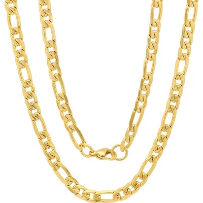 Steeltime 18k Gold Plated Figaro Chain Necklace In Yellow