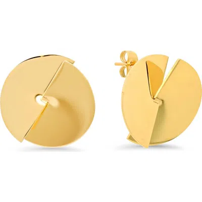 Steeltime 18k Gold Plated Folded Geometric Stud Earrings