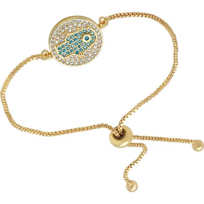 Steeltime 18k Gold Plated Hamsa Slider Bracelet