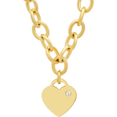 Steeltime 18k Gold Plated Heart Pendant Necklace