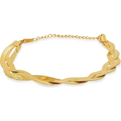 Steeltime 18k Gold Plated Herringbone Chain Bracelet