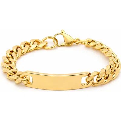 Steeltime 18k Gold Plated Id Curb Chain Bracelet
