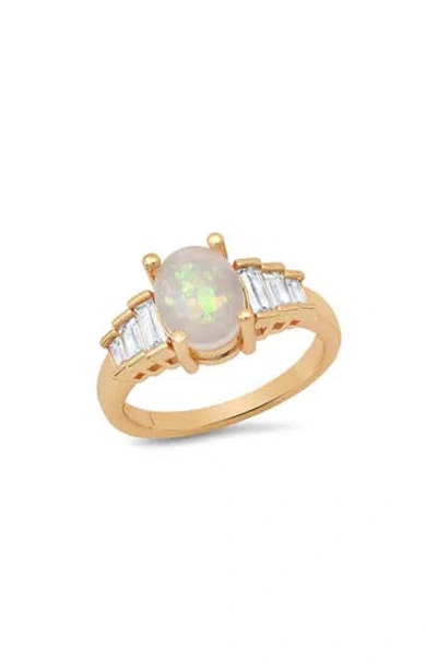 Steeltime 18k Gold Plated Imitation Opal Ring