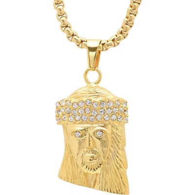 Steeltime 18k Gold Plated Jesus Head Pendant Necklace
