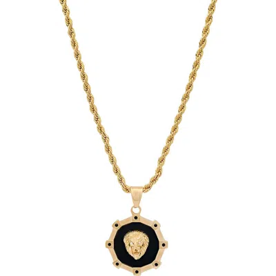 Steeltime 18k Gold Plated Lion Head Pendant Necklace