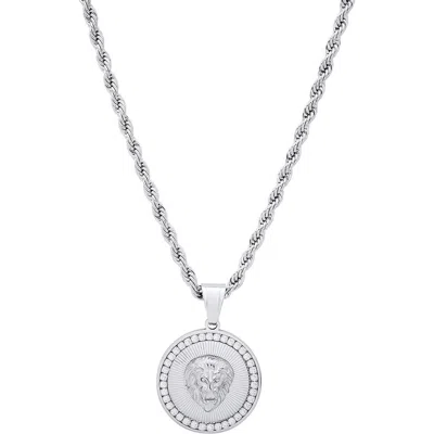 Steeltime 18k Gold Plated Lion Pendant Necklace In Silver