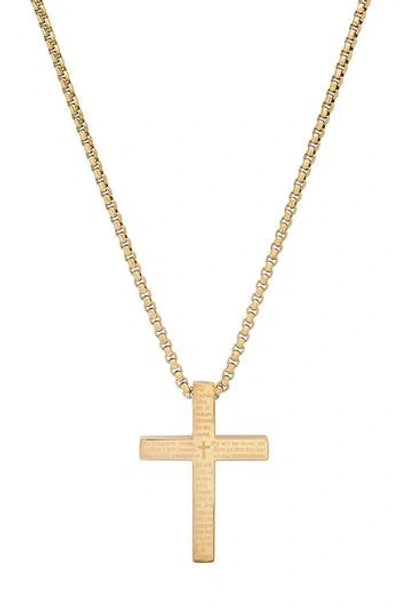 Steeltime 18k Gold Plated Lord's Prayer Cross Pendant Necklace