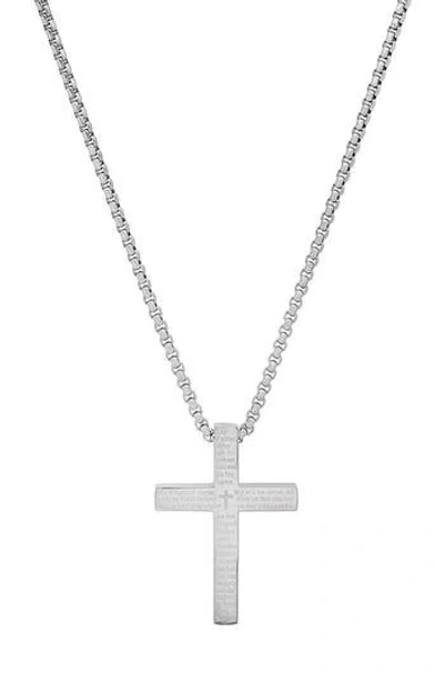 Steeltime 18k Gold Plated Lord's Prayer Cross Pendant Necklace In Metallic