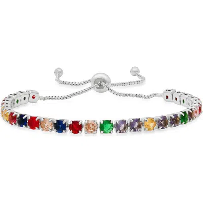 Steeltime 18k Gold Plated Multicolor Stone Bolo Bracelet