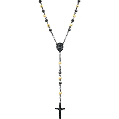 Steeltime 18k Gold Plated Rosary Necklace In Multi