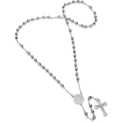 Steeltime 18k Gold Plated Rosary Necklace In Silver
