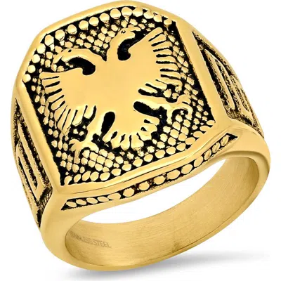 Steeltime 18k Gold Plated Signet Ring