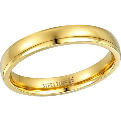 Steeltime 18k Gold Plated Stainless Steel Band Ring In Brown