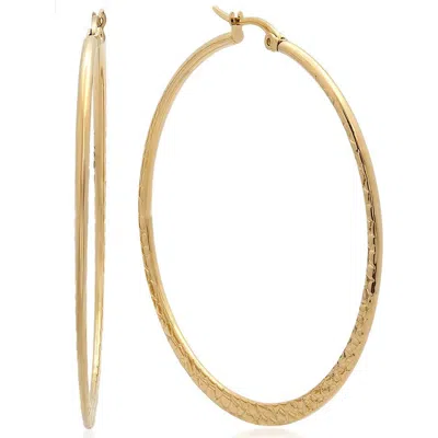 Steeltime 18k Gold Plated Stainless Steel Hoop Earrings
