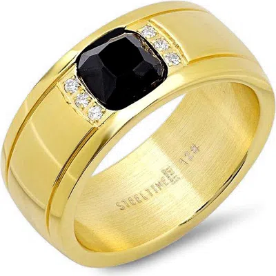 Steeltime 18k Gold Plated Stainless Steel Ring