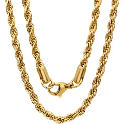 Steeltime 18k Gold Plated Stainless Steel Rope Chain Necklace