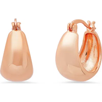 Steeltime 18k Gold Plated Teardrop Huggie Hoop Earrings