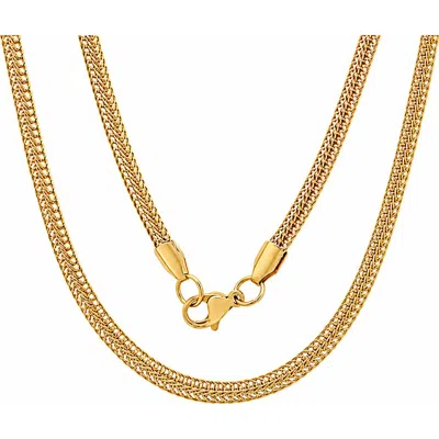 Steeltime 18k Gold Plated Wheat Link Chain Necklace In Brown