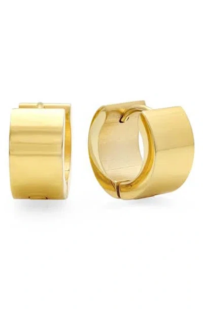 Steeltime 18k Gold Plated Wide Huggie Hoop Earrings