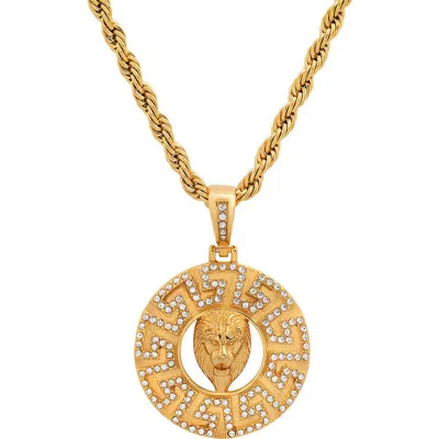 Steeltime 18k Gold Simulated Diamond Pendant Necklace