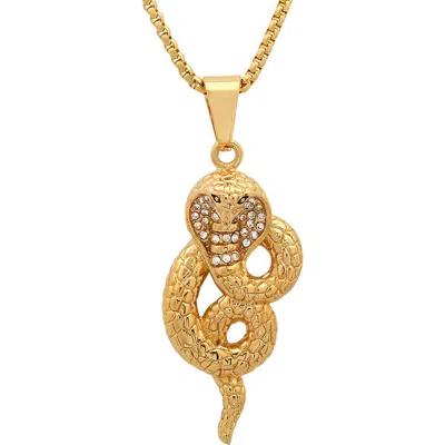 Steeltime 18k Gold Simulated Diamond Snake Pendant Necklace