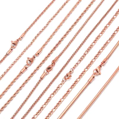 Steeltime 18k Rose Gold Plated 5-piece Chain Necklace Set