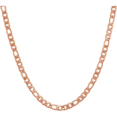 Steeltime 18k Rose Gold Plated Figaro Chain Necklace