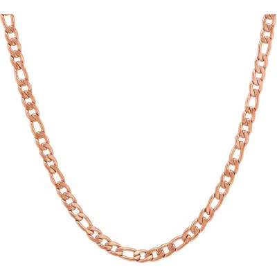 Steeltime 18k Rose Gold Plated Figaro Chain Necklace