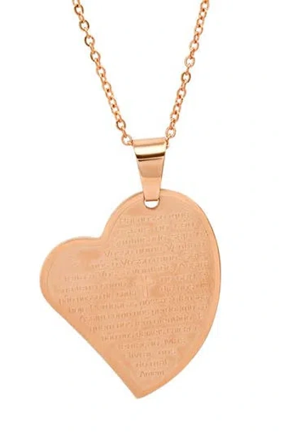 Steeltime 18k Rose Gold Plated Heart Pendant Necklace