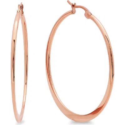 Steeltime 18k Rose Gold Plated Hoop Earrings