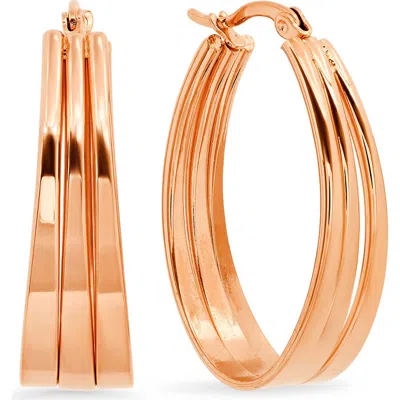 Steeltime 18k Rose Gold Plated Hoop Earrings