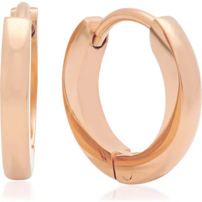 Steeltime 18k Rose Gold Plated Hoop Earrings