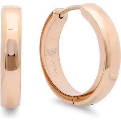 Steeltime 18k Rose Gold Plated Hoop Earrings