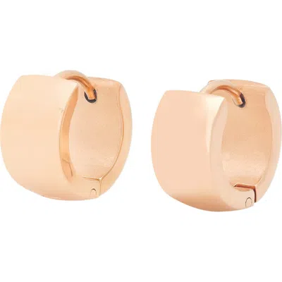 Steeltime 18k Rose Gold Plated Huggie Hoop Earrings
