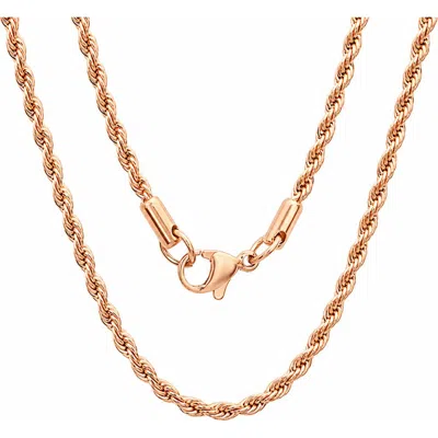 Steeltime 18k Rose Gold Plated Rope Chain Necklace In Yellow