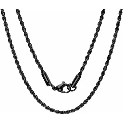 Steeltime 24-inch Black Ion Plated Stainless Steel Rope Chain Necklace In Blue