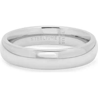 Steeltime 4mm 18k Gold Plated Band Ring In Gray