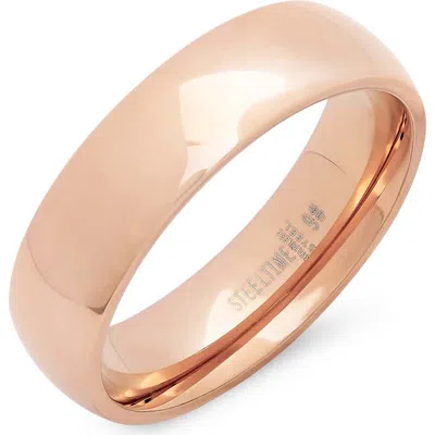 Steeltime 4mm Plain Band Ring In Rose Gold