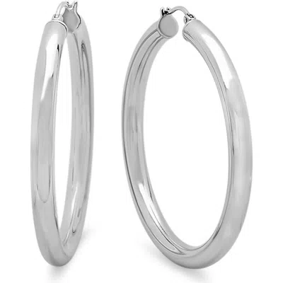 Steeltime 50mm Hoop Earrings In Metallic