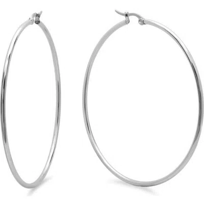 Steeltime 60mm Hoop Earrings In Silver