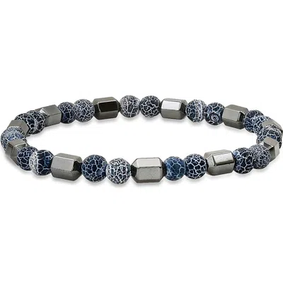 Steeltime Agate And Hematite Beaded Stretch Bracelet In Multi