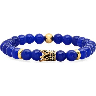 Steeltime Agate Beaded Bracelet In Blue
