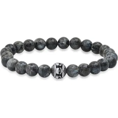 Steeltime Agate Skull Bead Bracelet In Gray