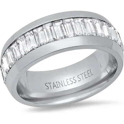 Steeltime Baguette Simulated Diamond Ring In Metallic